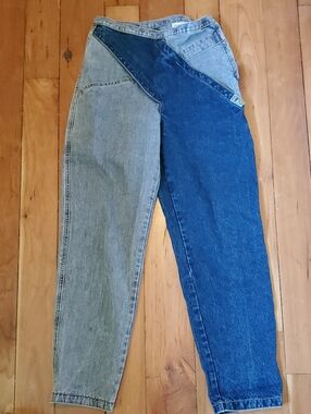 Vintage "GASOLINE" Two Tone Jeans Junior 9 Super Cool! Side Zip